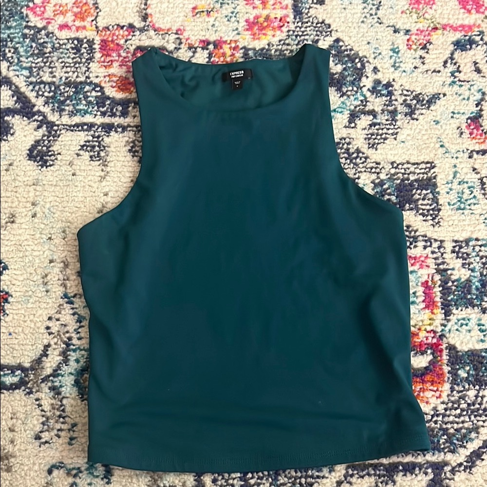 Express Green Fitted Crop Tank Top